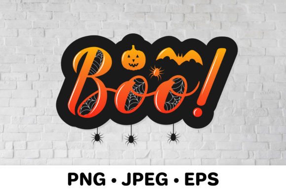 Boo Hand Lettered Halloween Quote: Graphics & Illustrations